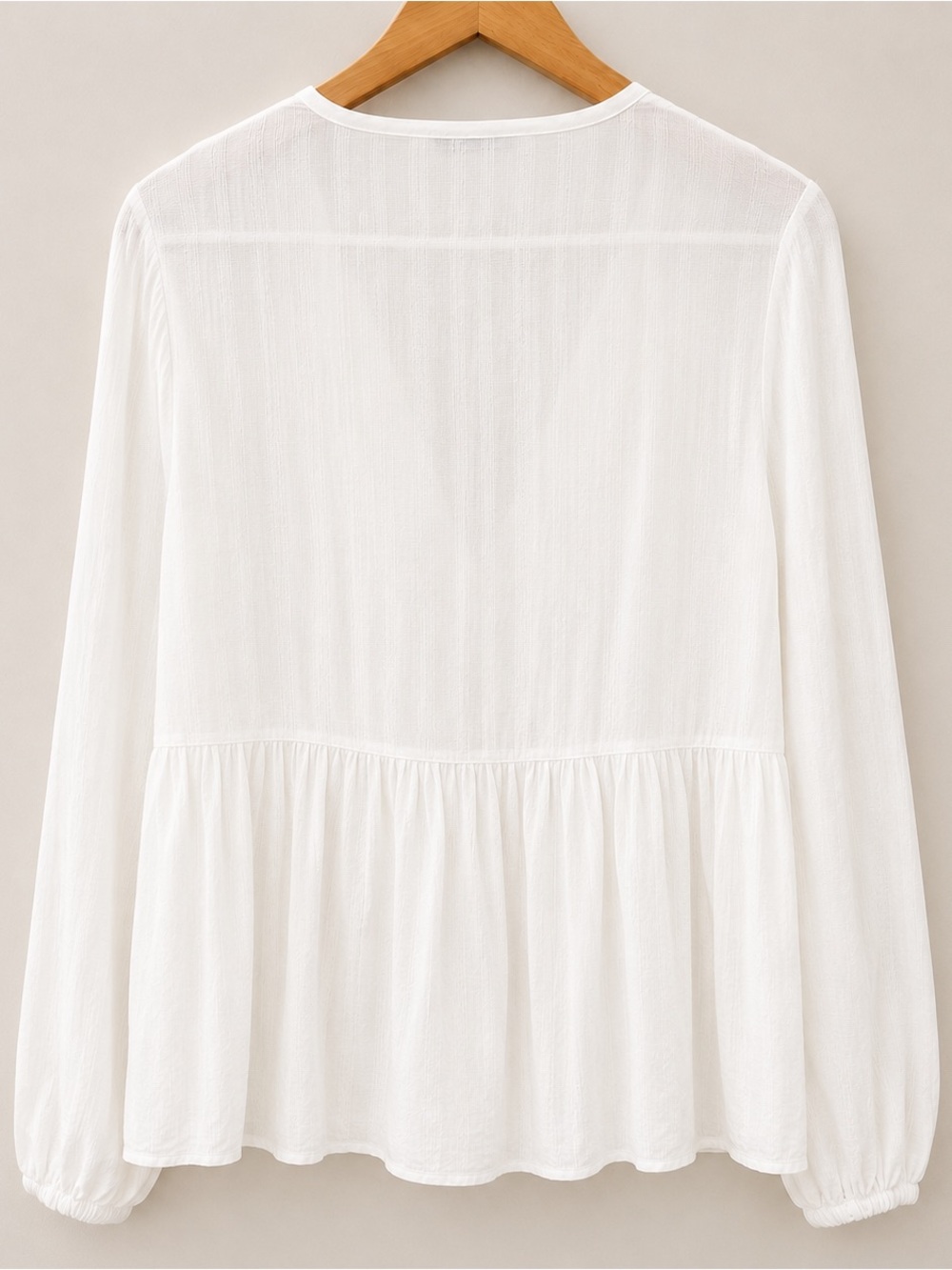 Dex White Lace Trim Button Front Boho Peasant Blouse Large - Picture 2 of 4